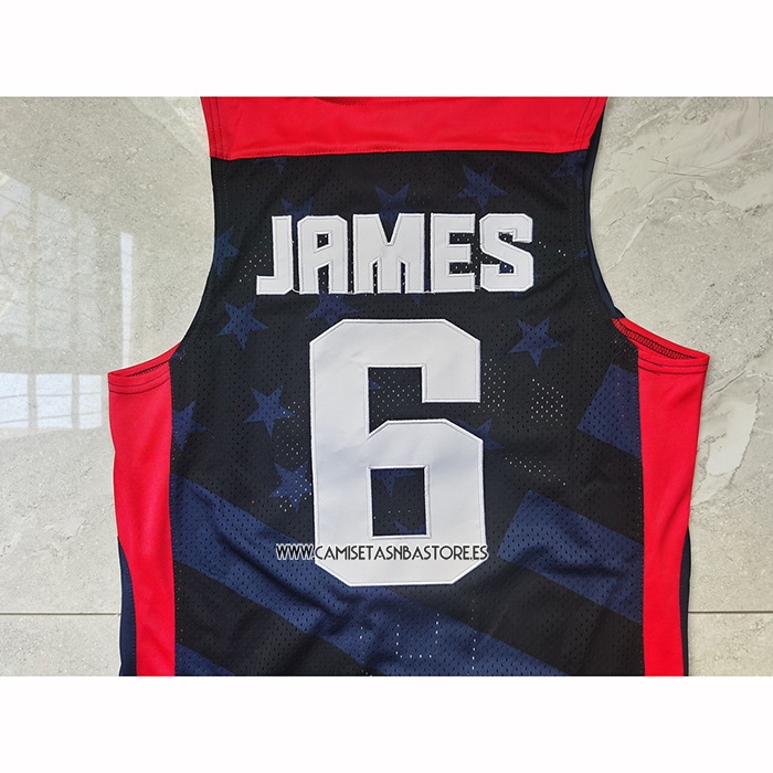 Lebron James NO 6 Camiseta USA 2012 Negro